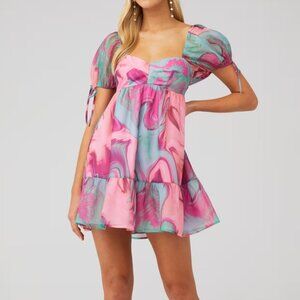 Amanda Uprichard Pink and Blue Mini Dress
